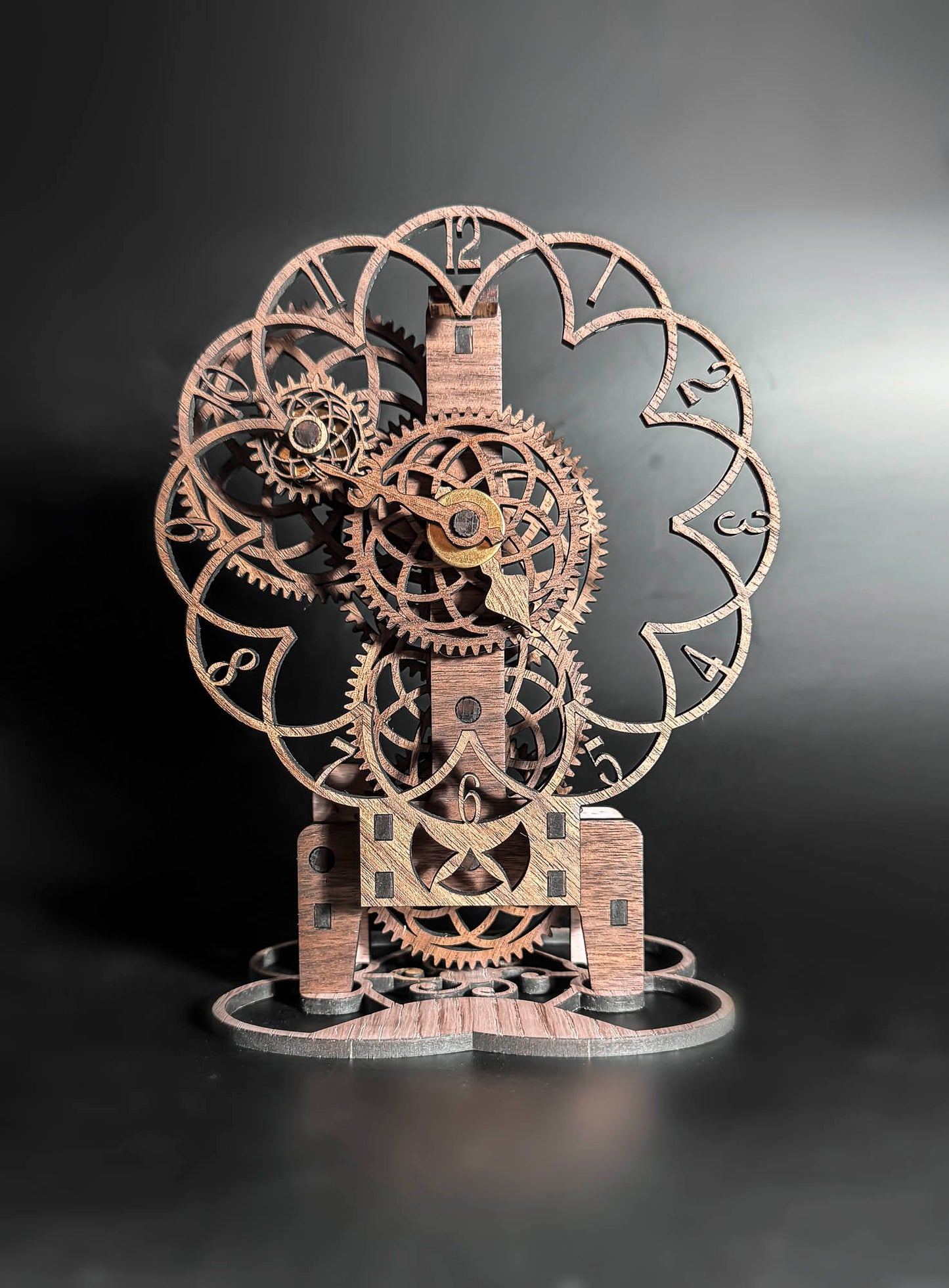 Wooden Gear Timepiece Kit – Laser Cut Mechanical DIY | Modern Kinetic Desk Decor