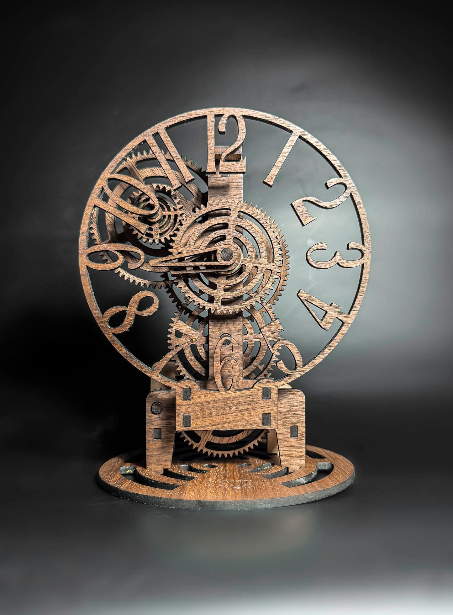 Wooden Gear Timepiece Kit – Laser Cut Mechanical DIY | Bold Numeral Desk Clock Decor