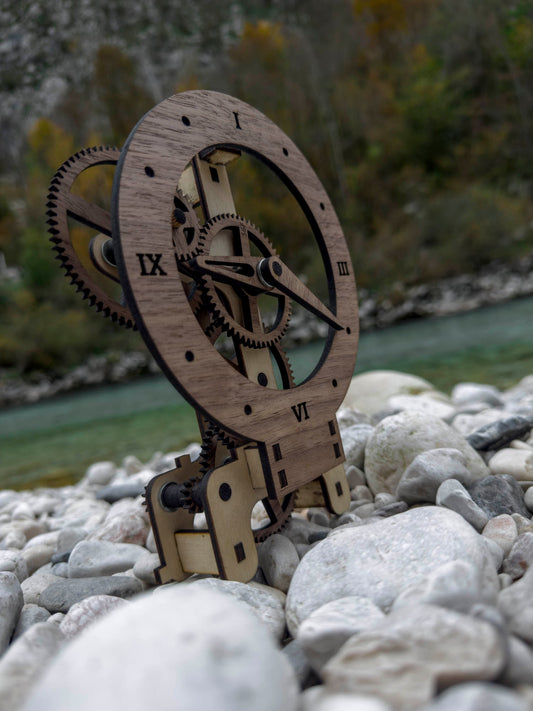 Wooden Gear Timepiece Kit – Laser Cut Buildable Clock | Kinetic Art Project Gift | DIY