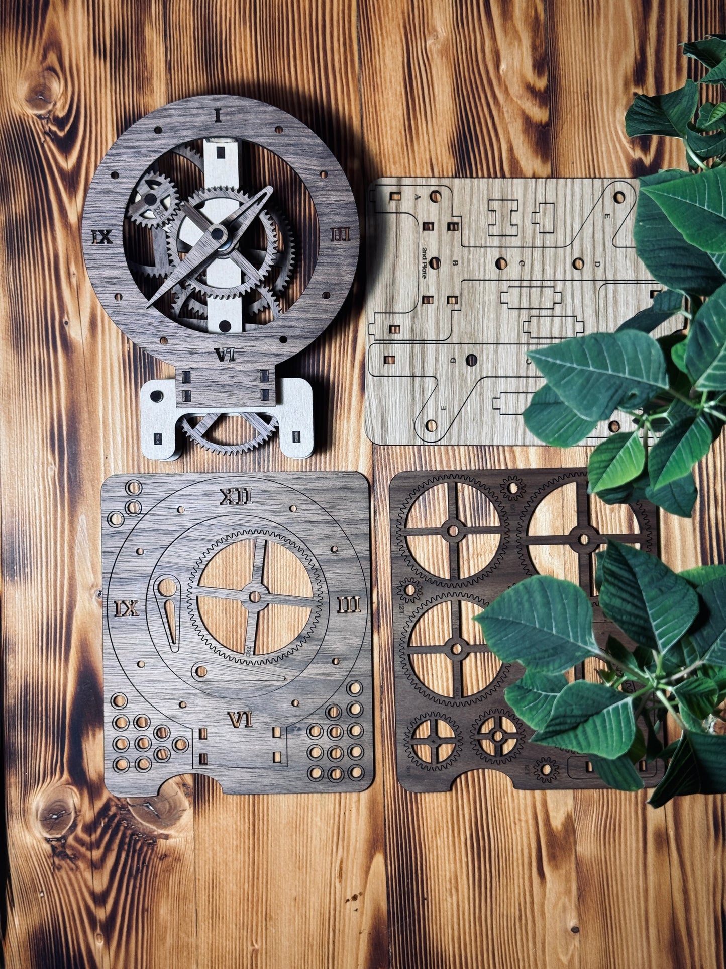Wooden Gear Timepiece Kit – Laser Cut Buildable Clock | Kinetic Art Project Gift | DIY