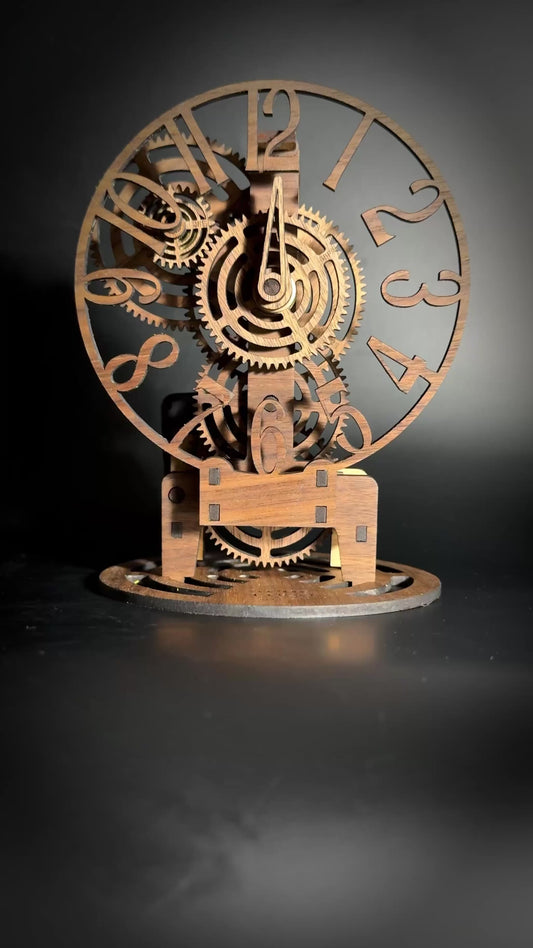 Wooden Gear Timepiece Kit – Laser Cut Mechanical DIY | Bold Numeral Desk Clock Decor